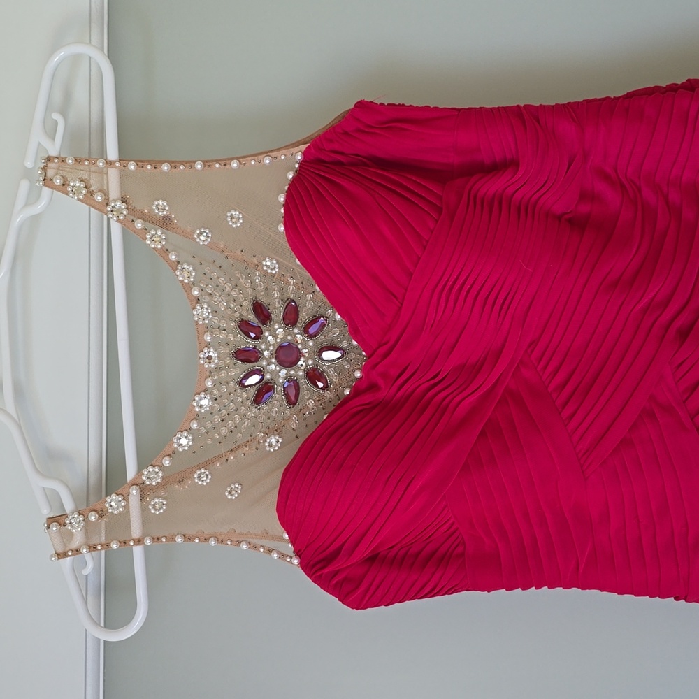 Adrianna Papell Fuschia Shirred Stretch Dress - 6